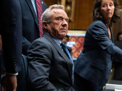 HHS Secretary Robert F. Kennedy Jr. arrives to testify during a Senate Health, Education, Labor and Pensions Committee hearing in the Dirksen building on May 14, 2025.