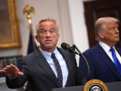U.S. Health and Human Services Secretary Robert F. Kennedy Jr. speaks alongside President Donald Trump during a press conference in the Roosevelt Room of the White House on May 12, 2025, in Washington, D.C.