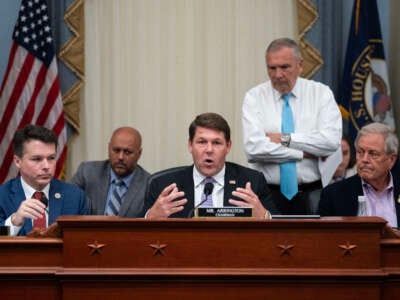 House Budget Committee Chairman Jodey Arrington, ranking member Rep. Brendan Boyle and Rep. Ralph Norman are seen during markup of the "Concurrent Resolution on the Budget for FY2025," in the Cannon building on May 18, 2025, in Washington, D.C.